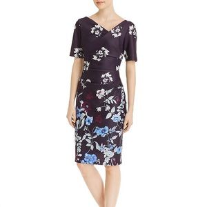Adrianna Papell Botanical Scuba Drape Sheath Dress